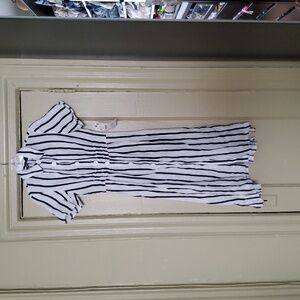 Navy blue stripped white dress
